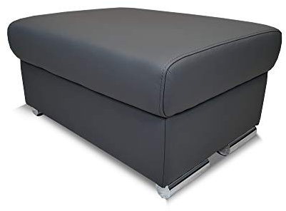 Quattro Meble Dunkelgraues Echtleder Hocker aufklappbar mit Stauraum Sitzhocker Rindsleder Sitzwürfel 75x55 Fußhocker Polsterhocker Echt Leder Hermes Anthrazite Puff mit Chromfüßen