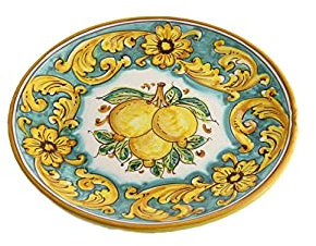ILAB Piatto medio in ceramica decorata a mano da ceramisti siciliani di Santo Stefano di Camastra limoni art 13
