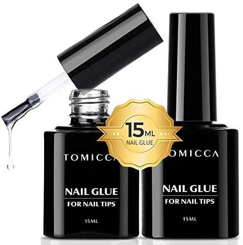 TOMICCA Colle Faux Ongles Extra Forte 2PCSx15ml| Gummy Base Gel UV Pour Pose Américaine Ongles Capsules, Nail Extend Durcissement Nécessaire-4 en 1