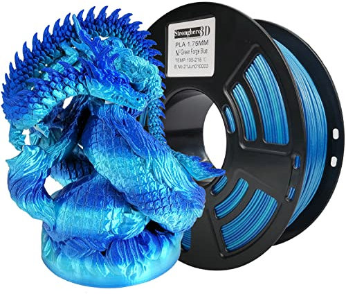 Stronghero3D PLA 3D-Drucker-Filament, 1,75 mm, seidengrün und Galaxieblau, 1 kg Genauigkeit +/- 0,05 mm für ender3 Cr10 Sovol