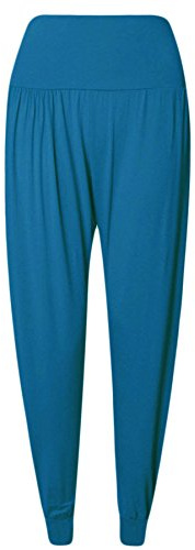 Crazy Girls Womens Hareem Trouser Ladies Plain Baggy Harem Ali Baba Casual Pants, Teal - Plain, 2XL (UK 20-22)