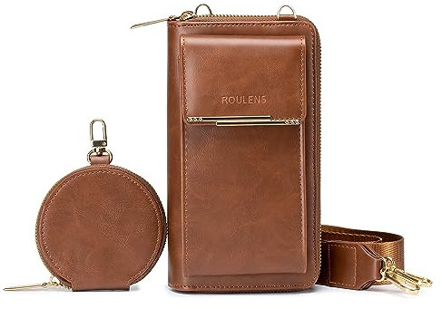 Roulens Kleine Handy Umhängetasche Damen,3 in 1 Breite Schultergurte Crossbody Handytasche,Handytasche zum Umhängen mit 2 RFID Reißverschlussfächern