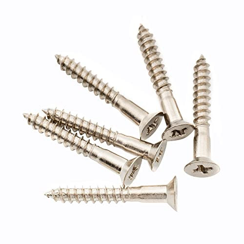 Musiclily Ultra 3.5x25mm Stainless Steel Flat Head Countersunk Mounting Screws for Electric Guitar or Bass Bridge, Nickel (Set of 6)