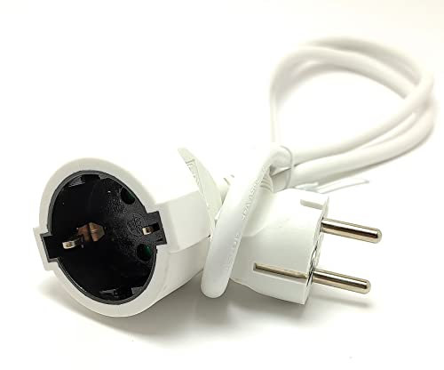 Prolunga 1m 3680W 16A 230V - Cavo 3x1'5mm H05VV-F.BL, bianco.