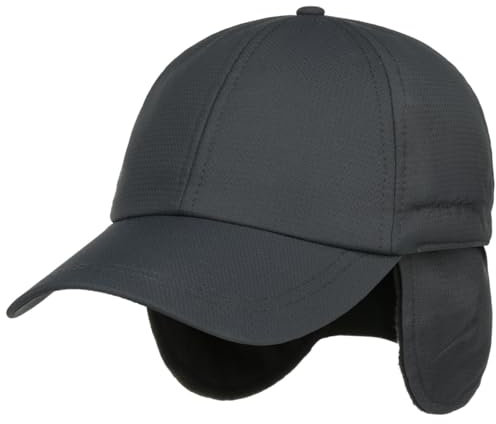 Lipodo 3M Thinsulate Cap mit Ohrenklappen Damen Herren Aus Stoff Gefüttert mit Fleece Stretch-Elementen Schirmlänge 7 cm Baseballcap Schirmmütze Sommer Winter dunkelgrau M (57-58 cm)