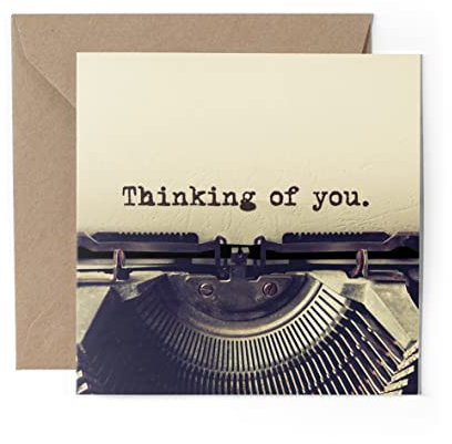1 x Grußkarte – Thinking of You Schreibmaschine Vintage Autor Schriftsteller Reise Trauer Liebe Partner Mama Papa Mädchen Jungen Freund #79772