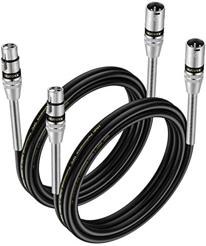 NUOSIYA 2M XLR Cable, 2 Pack 6.6ft Metal Spring SR Design Balanced Microphone XLR Male to Female Extension Cable for Studio Recorder, Mic, Mixer, Speaker System, Phantom Power