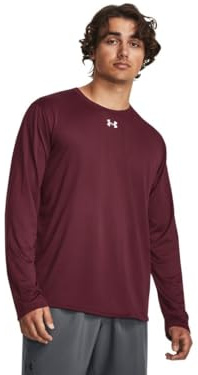 Under Armour Men's Adult Team Tech Loose White/Grey Long Sleeve Shirt, Maroon-white-white, Large