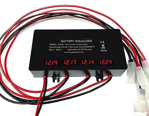 Pavewood HA12L LED Display Battery Balancer 48V Battery Balancer for 4 X 12V Battery Balancer 4S Active Voltage Lead-Acid Li-Ion LiFePO4 Batteries