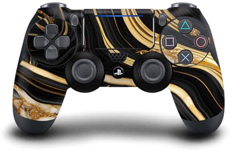 Head Case Designs Schwarz Und Gold Marmor Vinyl Haut Gaming Aufkleber Abziehbild Abdeckung kompatibel mit Sony Playstation 4 PS4 DualShock 4 Controller