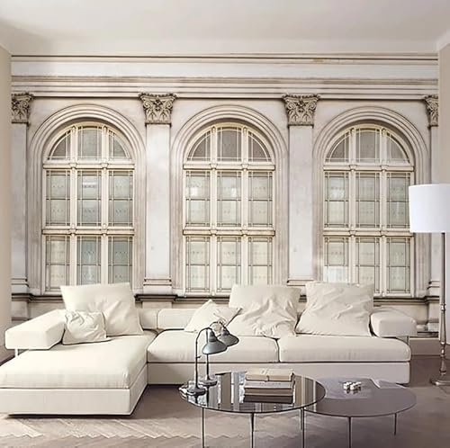 Fototapete Retro-Nostalgie 3D-Fensterdekoration Wandmalerei im europäischen Stil Wohnzimmer Schlafzimmer Tapete für Wände 150CM(W)*105CM(H)