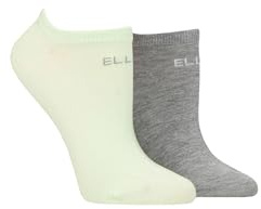 Elle Ladies No Show Socks -Plain Patterned and Striped Soft Breathable Bamboo Material in a Multipack of 2 Size 4-8 (UK, Numeric, 4, 8, Regular, Regular, Keylime Pie Plain)
