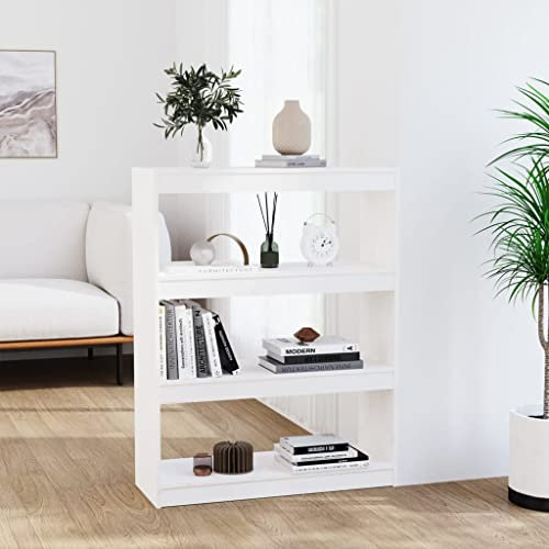 CKioict Eckvitrine Modernes Standregal Wohnzimmermöbel Bücherregal Raumteiler Weiß 80x30x103,5 cm Massivholz Kieferfür Wohnzimmer, Schlafzimmer, Büro