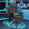 ELFORDSON Gaming Chair with 2-point Massage Lumbar Cushion, High Back PC Computer Game Chair, 150° Reclining Office Chair with Headrest & Footrest, 360° Swivel, Home Esports, Linen, Dark Grey