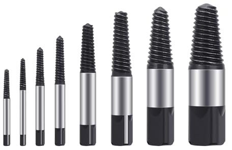 FINEASY 8 Pezzi Estrattore Viti Danneggiate, Estrattore di Viti Rotte, per Viti Spanate - Kit Professionale per Rimuovere Viti Danneggiate o Rotte, Utensili di Alta Qualità in Acciaio Resistente