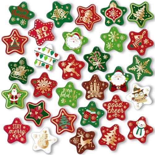 MORCART 30PCS Christmas Fridge Magnets Star Merry Xmas Magnets Refrigerator Decoration for Dishwasher Locker Whiteboard Magnetic Board Cabinets Classroom Office Cubicle
