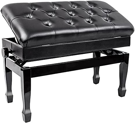 CAFIEDR Klavierhocker Deluxe, automatisch anhebbarer Doppelklavierhocker, 10 cm höhenverstellbare Klavierbank mit Notenfach, Tragkraft bis zu 180 kg
