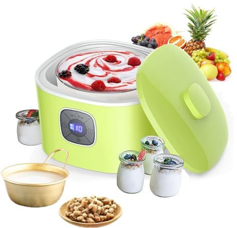 OFNHJK Electric Yogurt Maker, Yogurt Maker Machine Probiotic Yogurt Maker with 1 Glass Jars 1L and 4 Reusable Cups, Automatic Yogurt Machine with Time Control for Home Kitchen Use
