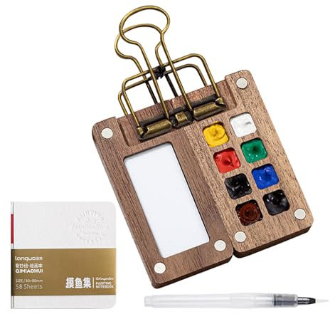 Wasserfarben-Set, Holzfarbe, Palette, tragbar, Wasserfarbe, Künstler, Wasserfarbe, Reisefarbe, Holzpalette 6 x 6 cm bis 15 x 7,5 cm, für Kinder, Jugendliche und Erwachsene