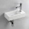 Ceramic Small Bathroom Sink Basin Wall Mount, RH Compact Hand Wash Basins Small Bowl for Cloakroom Gloss White