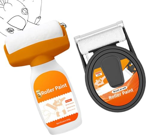 Wall Repair Roller, Paint Roller Brush, Eco-Friendly Wall Paint, Water-Based White Paint with an Innovative Wall Repair Roller and Brush for Quick Touch-Ups, Repairs and Indoor Use
