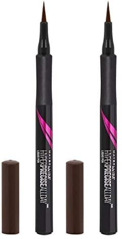 Maybelline New York Eyeliner, Hyper Precise Allday Liner, Wisch- und wasserfest, Nr. 710 Forest Brown (Packung mit 2)