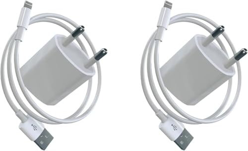 Jembe - Chargeur Mural Compatible avec iPhone 4 5 6 7 8 SE iPod avec 1 câble (1m) Lot de 2
