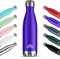Mont-Clair H2O Botella Agua Acero Inoxidable - Botella Isotermica Termica sin BPA, 12h de Bebida Caliente y 24h de Bebida Fría, Termo agua con pared Doble Aislamiento, 750ML - Morado