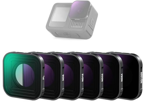 NEEWER Filtro CPL ND Compatibile con GoPro Hero 13 12 11 10 9 Nero, 6 Pezzi CPL ND8 ND16 ND32 ND64 ND1000 HD Multicoated Slim Neutral Density Polarizzatore Circolare Kit Filtri, FL-GP10