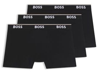 BOSS Mens BoxerBr 3P Power Three-pack of stretch-cotton boxer briefs with logos Black
