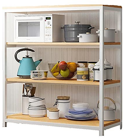 Multi layer Kitchen Storage Trolley with Microwave Oven Rack and Seasoning Shelf