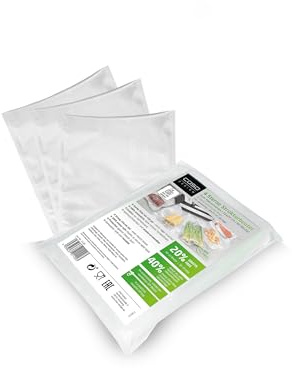 Caso 4 Sterne geprägte Vakuumbeutel | 16 x 23 cm | alle Arten von Vakuumiergeräten für Lebensmittel | sehr robust und reißfest, geeignet für Sous Vide, BPA-frei | 60 Beutel
