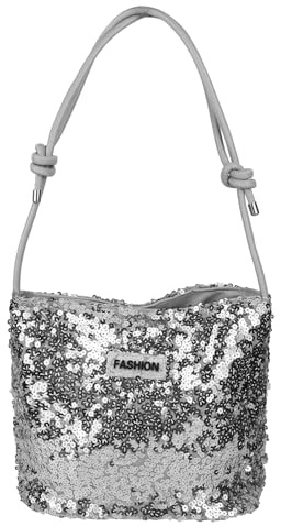 FuninCrea Pailletten Handtasche Damen Tote Bag, Umhängetasche Damen Glänzend Handtasche Damen Klein Damen Umhängetasche Tragetasche mit Lederschulterriemen für Party Hochzeit Abend Termine