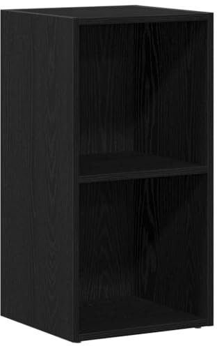 vidaXL LP-Aufbewahrungsbox Schwarz Eichen-Optik 71x34x36cm, Schallplatten-Aufbewahrungsbox, Plattenspielertisch, Aufbewahrungsschrank