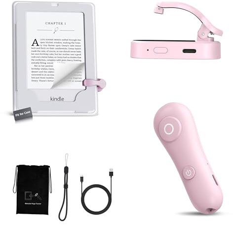 Page Turner for Kindle with Case, 2025 New Remote Control Page Turner for Kindle Paperwhite Oasis, Clicker Accessories for Reading Novel/Comic, Compatible with iPhone, Kobo, iPad, Android Tablet -Pink