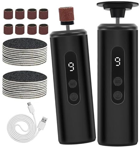 Hornhautentferner Elektrisch 2 in 1, Wiederaufladbar Hornhaut Entfernen Fuß mit 9 einstellbaren Geschwindigkeiten, Elektrischer Hornhautentferner mit 30 Austauschbaren Fußfeilen für Hornhaut Entfernen