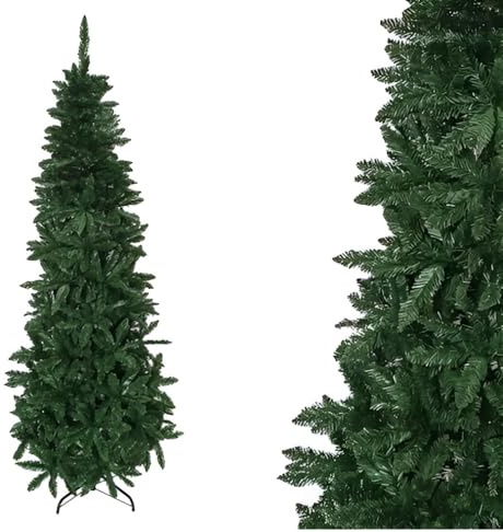 Albero di natale verde slim VARIE MISURE artificiale alto stretto SALVASPAZIO folto pieno ignifugo apertura ad ombrello (misura 120cm)