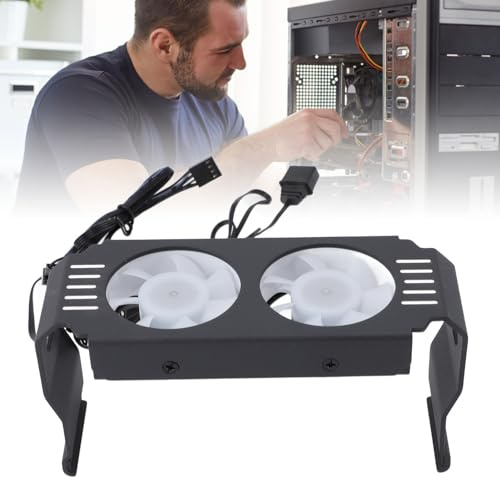 ARGB RAM-Kühler mit PWM – Dual 60mm Lüfter, Metall-ARGB-Lichteffekt, effiziente Wärmeableitung Temperatursteuerung für DDR4/DDR5 Speichermodule, Gaming PC Kühlung (Schwarz)