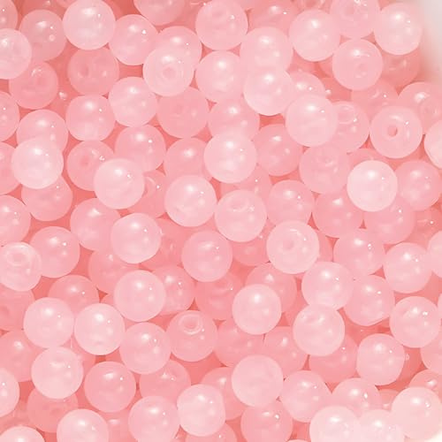 100 Pcs Rose Quartz Beads, 8mm Gemstone Beads Small Smooth Round Gemstone Beading Supplies Crystal Energy Stones Pink Loose Spacer for DIY Necklace Bracelet Earrings Jewelry Making Hole 1mm