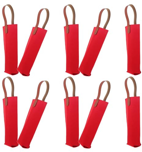 Garneck Lot de 10 Paquet à Vin Rouges en Feutre 30 X 9 Cm – Porte-bouteilles de Vin Réutilisables avec Anses Renforcées – Paquet Fourre-tout Portables pour Transport Bouteille, Festivals,