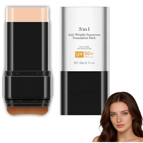 Faccelove 3-in-1 Farbwechselnder Foundation Stick mit Pinsel & LSF 50, Automatische Farbanpassung, Anti-Aging, Langanhaltend für Alle Hauttypen 20g