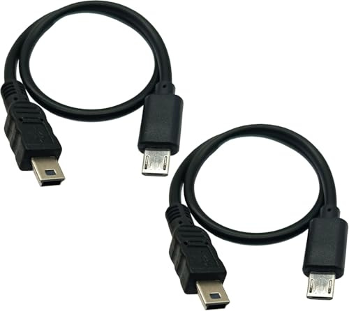 ZRUIDA USB OTG Cable, 2 Pack USB Micro Male to Mini USB 5 Pin Male Conversion Adapter Cable for Canon Cameras and Tablets (1Ft/30cm)