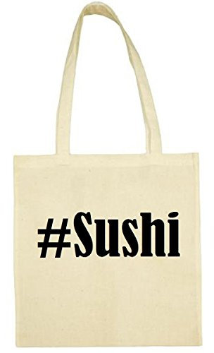 Reifen-Markt Tasche #Sushi Größe 38x42 Farbe Natur Druck Schwarz