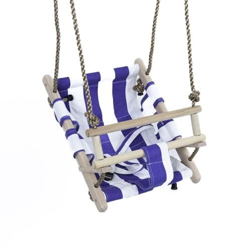 Siège Assise balançoire nacelle portique bébé Bois Tissu Blanc Bleu