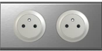 Double Prise 2 P+T Céliane Inox Brossé, Surface