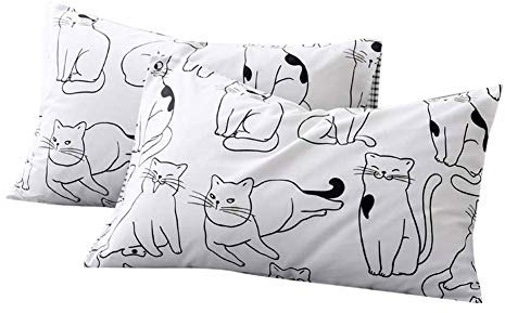 fendie Stickerei Kopfhörer Muster Kissen Standard (50,8 x 66 cm) Größe, Wased Baumwolle Queen Kissen Hoteleinschlag Ende Abdeckungen, 2 Stück, Baumwolle, dunkelgrau, Standard Size (Twin/Full/Queen)