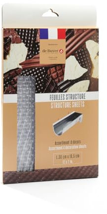 De Buyer - Set de 4 feuilles structure pour bûches - 4 pièces, 30 x 18,5 cm -