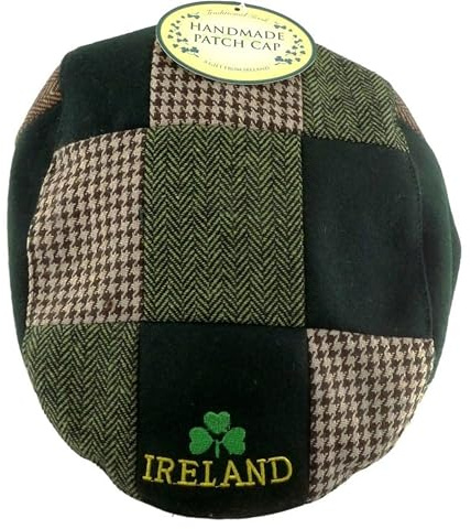 Traditional Irish JC Walsh and Sons Irland Green Patch Cap Gold Shamrock - One Size Flat Cap Classic Mens Hats, Accessories for Men, Grün