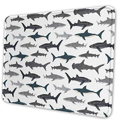 Tapis de souris avec bords cousus en caoutchouc antidérapant pour ordinateur portable, bureau et maison 10 x 12 inch Sharks Nautical Boys