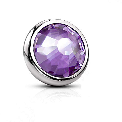 Paula & Fritz® Aufsatz-Dermal Anchor 3-mm Kristall Lila Titan Grad 23 Gewinde 1,6-mm Haut-Anker Skin Diver Implantat Kugel Bodypiercing